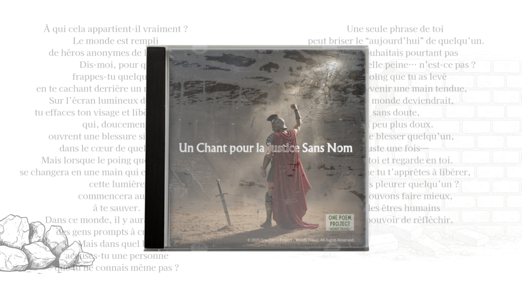 Official cover artwork for "A Song for the Unnamed Justice" (French version) by One Poem Project – Words Travel.