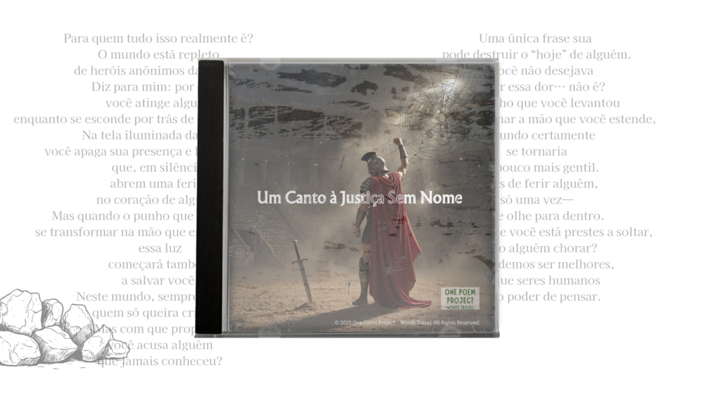 Official cover artwork for "A Song for the Unnamed Justice" (Portuguese version) by One Poem Project – Words Travel.
