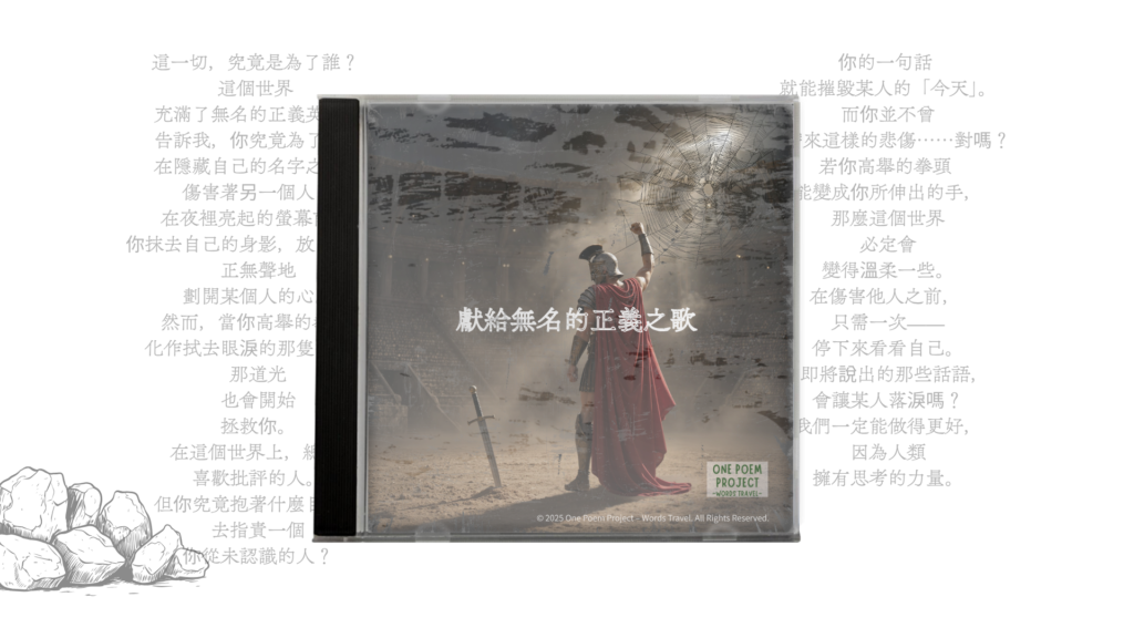Official cover artwork for "A Song for the Unnamed Justice" (Traditional Chinese version) by One Poem Project – Words Travel.